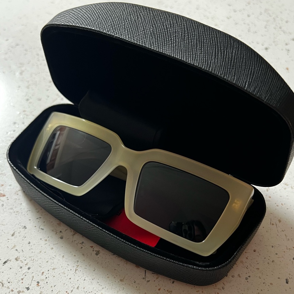 Salvatore Ferragamo Ivory Rectangular Sunglasses - image 1